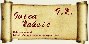 Ivica Maksić vizit kartica